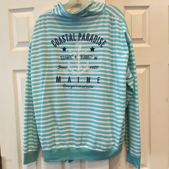 Bundle Track Jacket/Tee Set BAR HARBOR Beach Resort Green Stripe Full Zip XL - Picture 5 of 11
